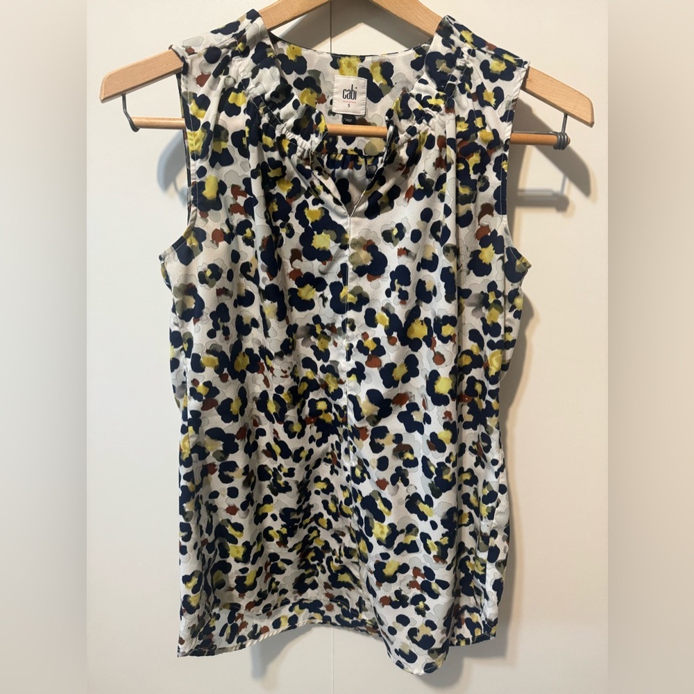 CAbi Fierce Sleeveless Top Multicolor Animal Print Style 5222 Women's Size S